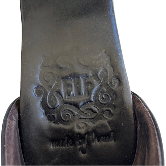 EUC ELF Leather Heeled Whipstitch Sandals Black Size 7.5 - Picture 9 of 10